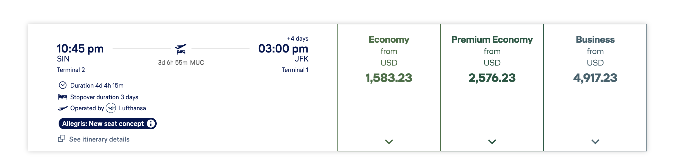 lufthansa booking page